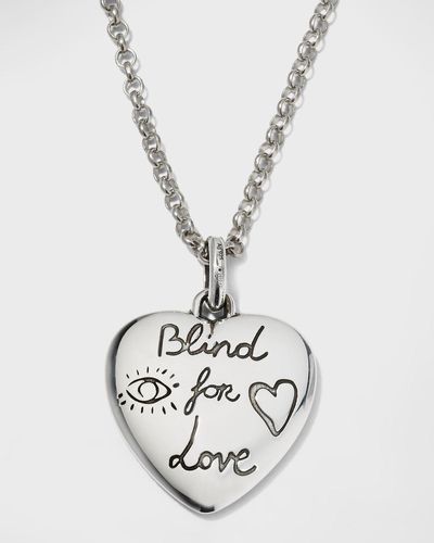 Gucci Blind For Love Sterling Silver Heart Necklace - White