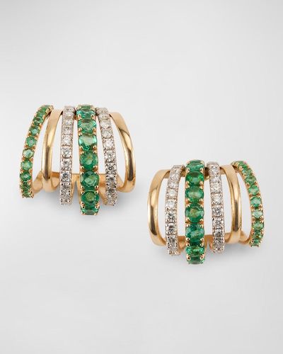 Siena Jewelry 14K-Emerald Diamond Huggie Earrings - Metallic