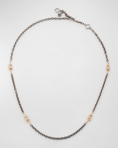 Armenta Alternating Diamond Scroll Necklace - Metallic