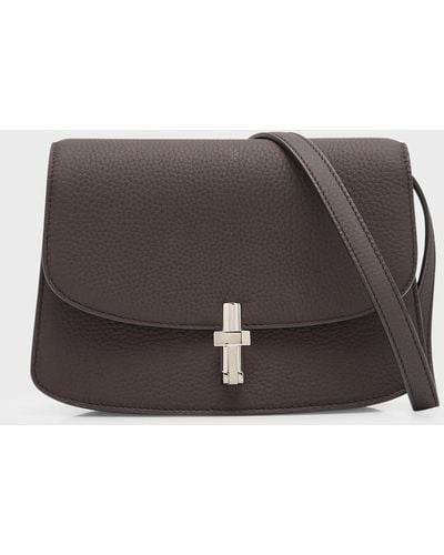 The Row Sofia Crossbody Bag In Leather - Gray