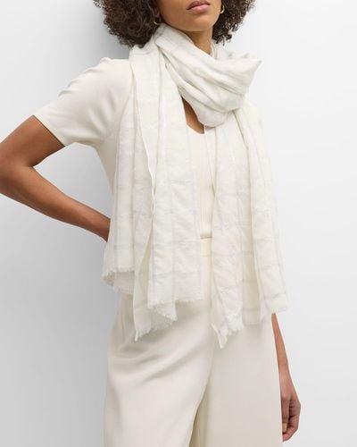 Bindya Accessories Checkered Cashmere & Silk Evening Wrap - White