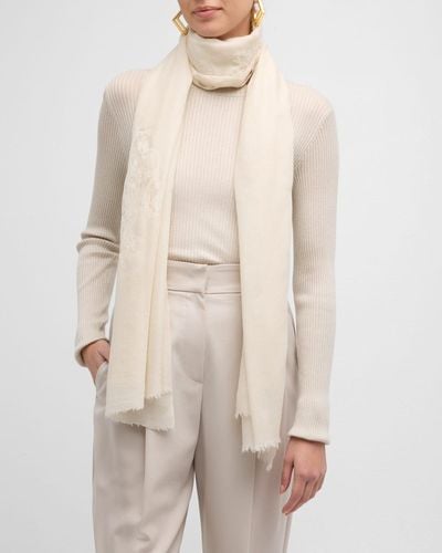 Bindya Accessories Lace Cashmere & Silk Evening Wrap - Natural