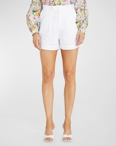 Aqua Blu Australia Carrington Pleated Linen Shorts - White