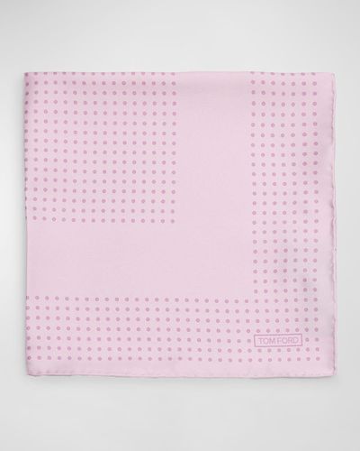 Tom Ford Mulberry Silk Polka Dot-Print Pocket Square - Pink