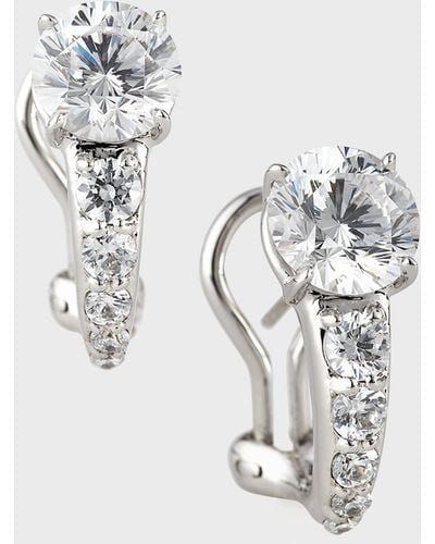 Fantasia by Deserio Tapered Cz Crystal Earrings - Metallic
