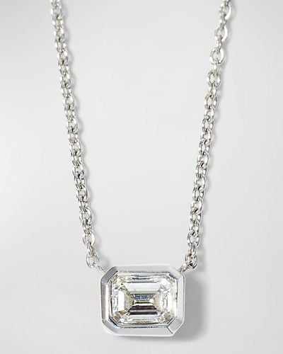 Roberto Coin 18k Emerald-cut Diamond Solitaire Necklace - Multicolor