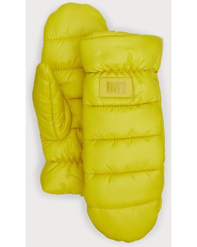 UGG Logo All-Weather Puff Mittens - Yellow