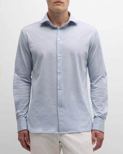 Baldassari Cotton Jersey Sport Shirt - Blue