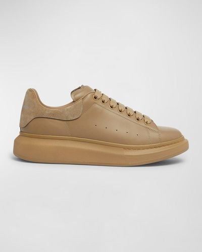 Alexander McQueen Oversized Larry Tonal Leather Low-Top Sneakers - Natural