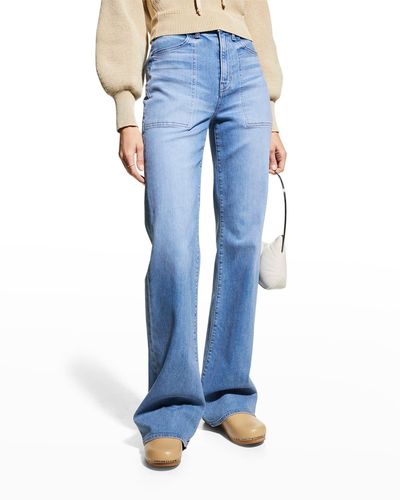 Veronica Beard Crosbie Wide-Leg Jeans With Pocket Details - Blue