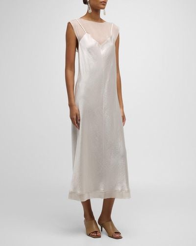 Vince Chiffon Layered Midi Slip Dress - White