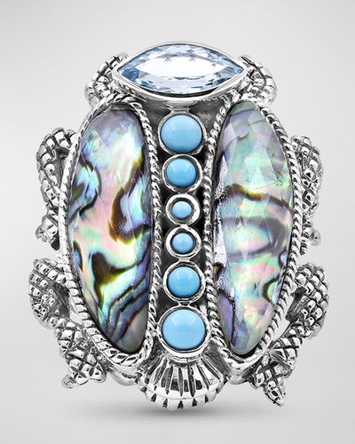 Stephen Dweck Blue Topaz And Turquoise Scarab Ring, Size 7