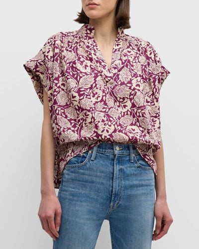 Vanessa Bruno Cory Floral-Print Cotton Blouse - Red