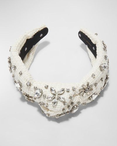 Lele Sadoughi Embellished Tweed Knotted Headband - Metallic