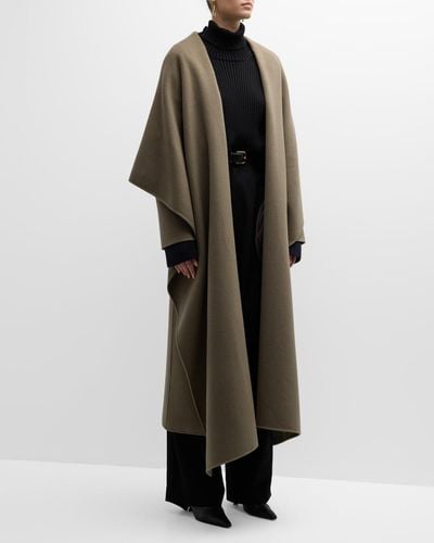 The Row Adia Cashmere Cape Overcoat - Black