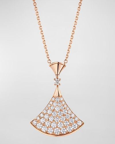 BVLGARI Divas' Dream Diamond Pendant Necklace In 18k Rose Gold - White