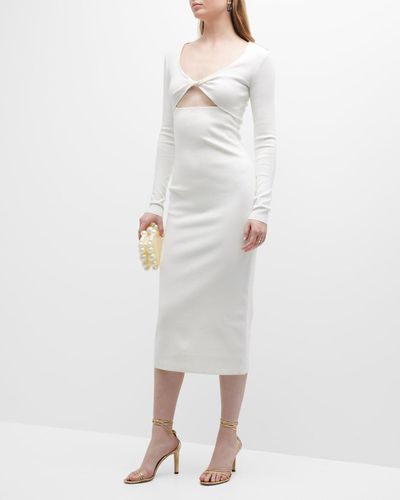 Zeynep Arcay Twist-Front Knit Midi Dress - White