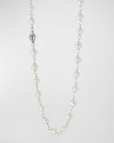 Lagos Luna Pearl Necklace With Sterling Silver, 36" - White