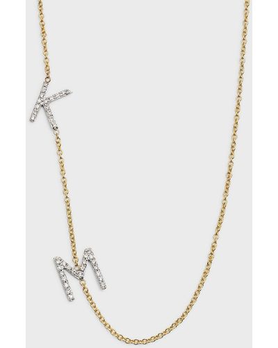 Zoe Lev 14K Personalized 0.22Ct Asymmetric Two-Initial Necklace With Diamonds - White