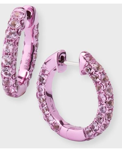 Graziela Gems 18k Gold Pink Sapphire Small Hoop Earrings