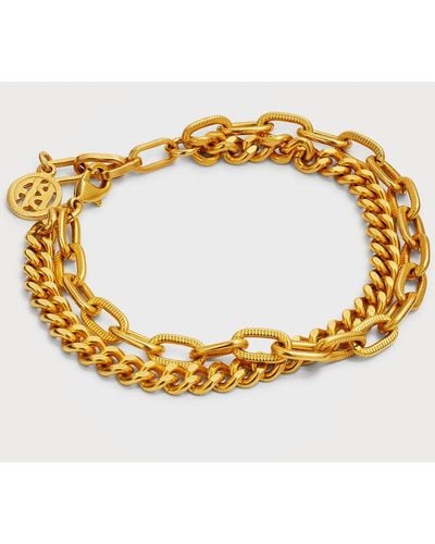 Ben-Amun 4k Gold Electroplate 2-row Gold Chain Ankle Bracelet - Metallic