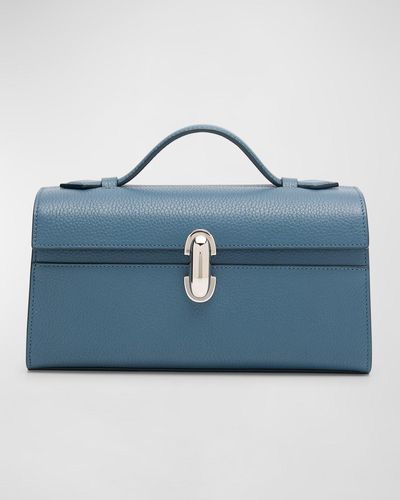SAVETTE The Symmetry Pochette Leather Top-Handle Bag - Blue