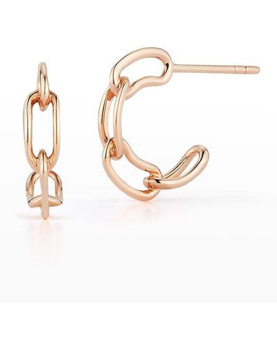 WALTERS FAITH Saxon Rose Gold Plain Chain Link Huggie Earrings - White