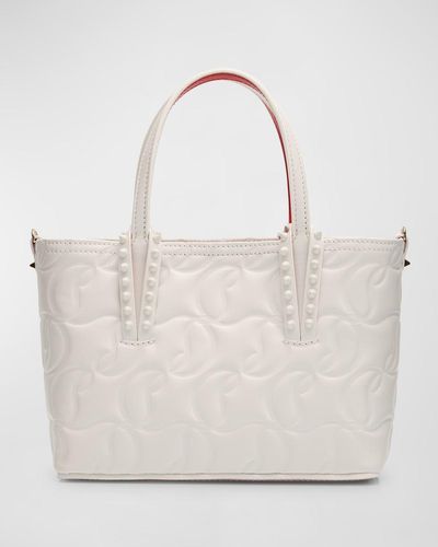 Christian Louboutin Cabata Mini Tote In Cl Embossed Nappa Leather - Natural