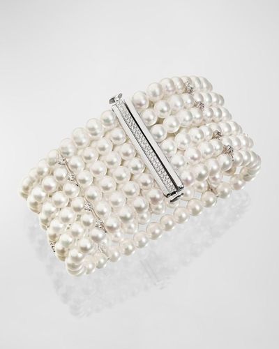 Utopia 18K Bracelet With Diamonds And Freshwater Pearls - White