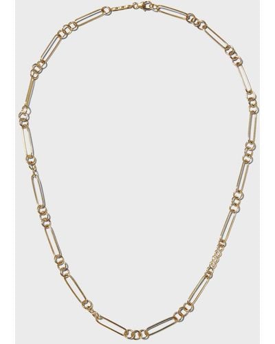 Roberto Coin Oval-Link Chain Necklace With Diamond Section - Natural
