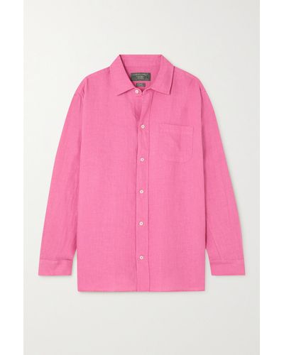 Desmond & Dempsey + Net Sustain Linen Shirt - Pink