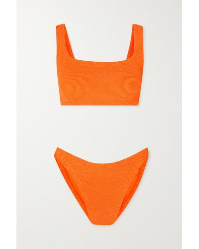 Hunza G + Net Sustain Xandra Neon Seersucker Bikini - Orange