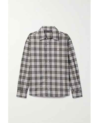 Acne Studios Appliquéd Checked Cotton-flannel Shirt - Grey