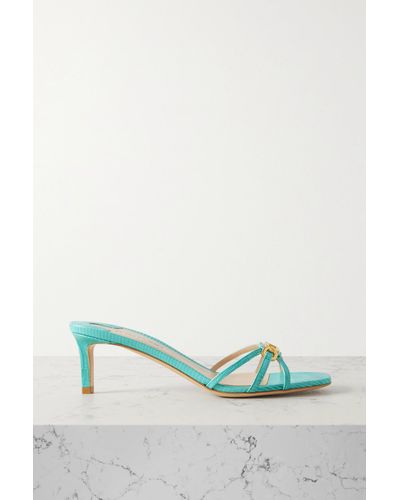 Tom Ford Whitney Embellished Lizard-effect Leather Mules - Green