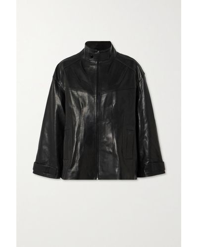 Nour Hammour Rue Panelled Leather Jacket - Black