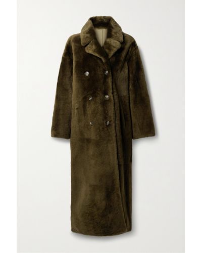 Yves Salomon Double-breasted Shearling Coat - Green