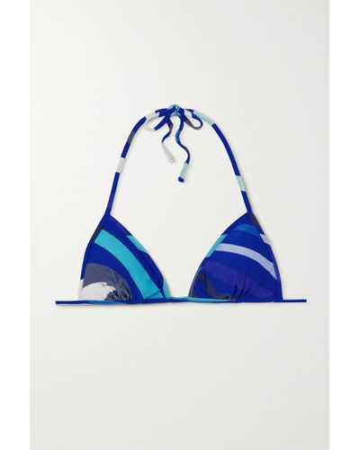 Emilio Pucci Haut De Bikini Triangle Imprimé - Bleu