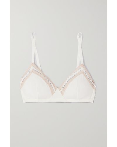 Eres Slalom Crochet-trimmed Stretch-jersey Soft-cup Triangle Bra - White