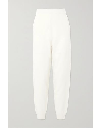 Max Mara Delta Embroidered Wool And Cashmere-blend Tapered Track Trousers - White