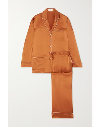 Olivia Von Halle Coco Silk-satin Pyjama Set - Orange