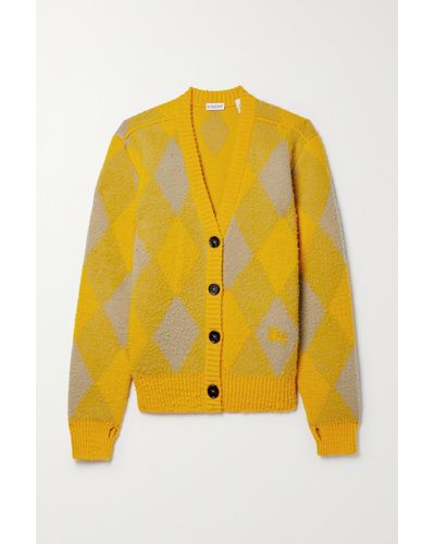 Burberry Cardigan Aus Wolle In Jacquard-strick Mit Argyle-muster - Gelb