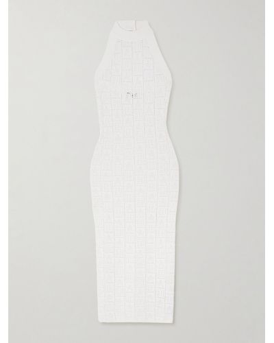 Balmain Neckholder-kleid Aus Häkelstrick - Weiß