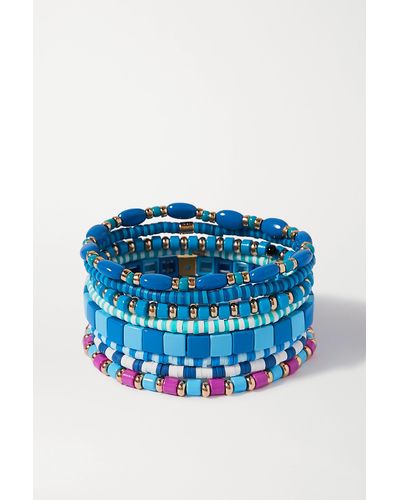 Roxanne Assoulin Colour Therapy Set Of Eight Enamel And Gold-tone Bracelets - Blue