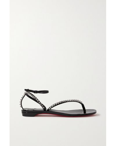 Christian Louboutin So Me Tonguetta Spiked Patent-leather Sandals - Black