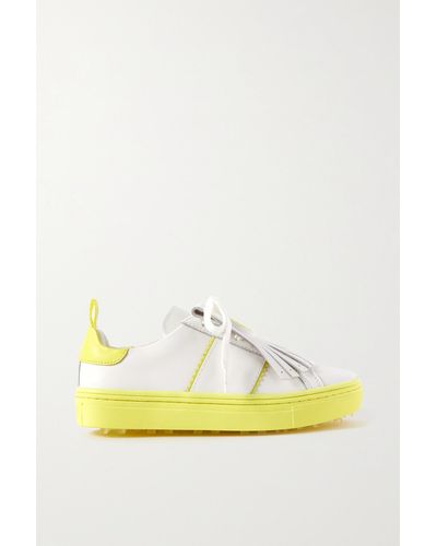G/FORE Kiltie Durf Neon-trimmed Leather Golf Shoes - Yellow