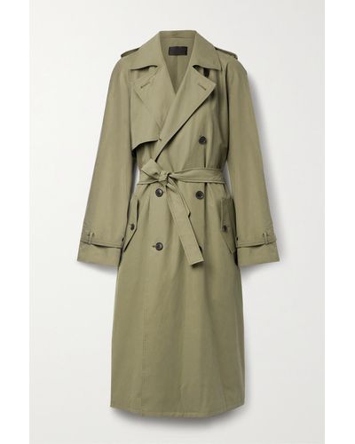 Nili Lotan Dion Belted Double-breasted Cotton-blend Gabardine Trench Coat - Green