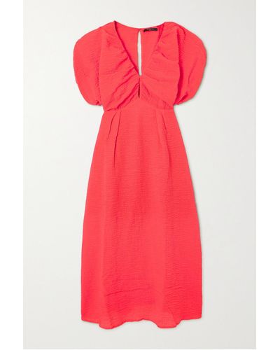 Mother Of Pearl + Net Sustain Organic Cotton-blend Seersucker Midi Dress - Red