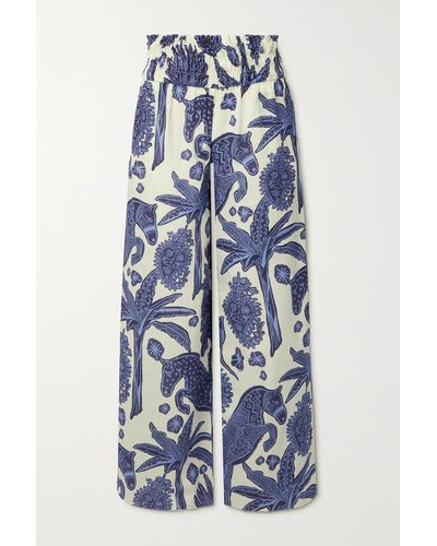 Johanna Ortiz + Net Sustain La Esperanza Printed Organic Cotton Wide-leg Pants - Blue