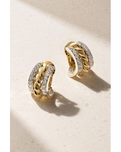 David Webb 18-karat Gold, Platinum And Diamond Clip Earrings - Natural