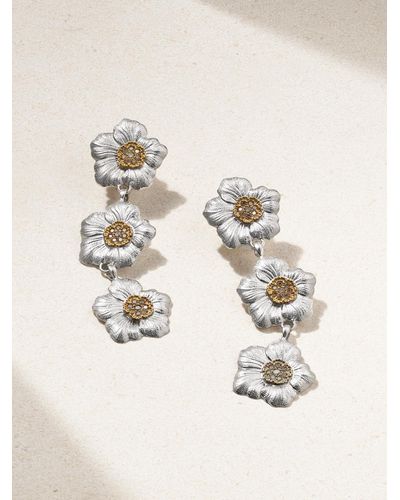 Buccellati Blossoms Sterling Silver And Gold Vermeil Diamond Earrings - Natural